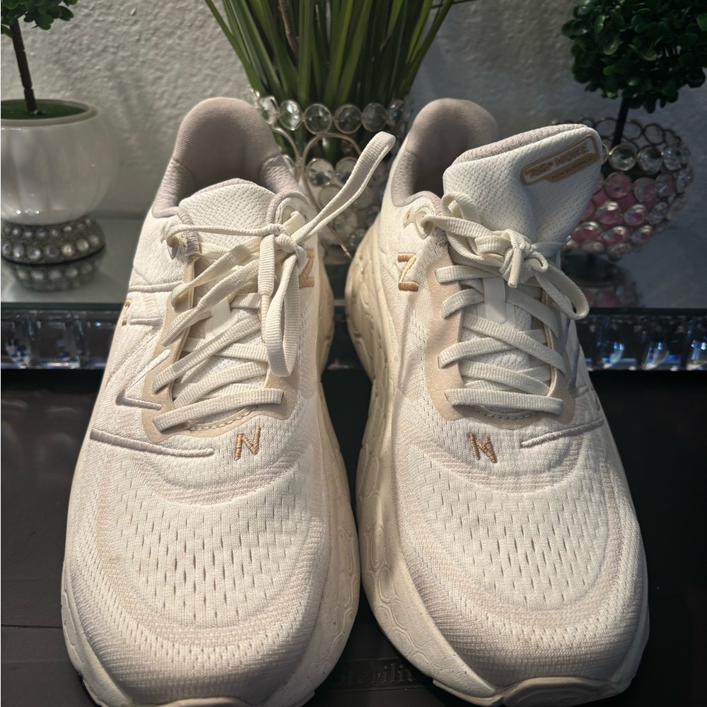 New Balance Cream and White Sneakers